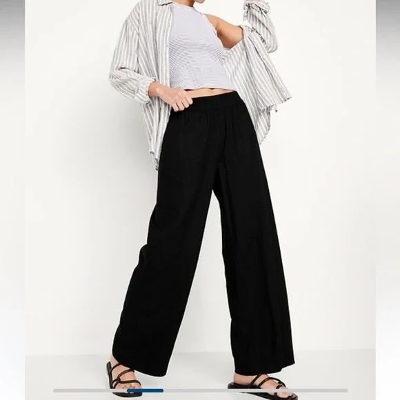 Old Navy High Wasted Linen Wide leg Pants - Picture 5 of 6